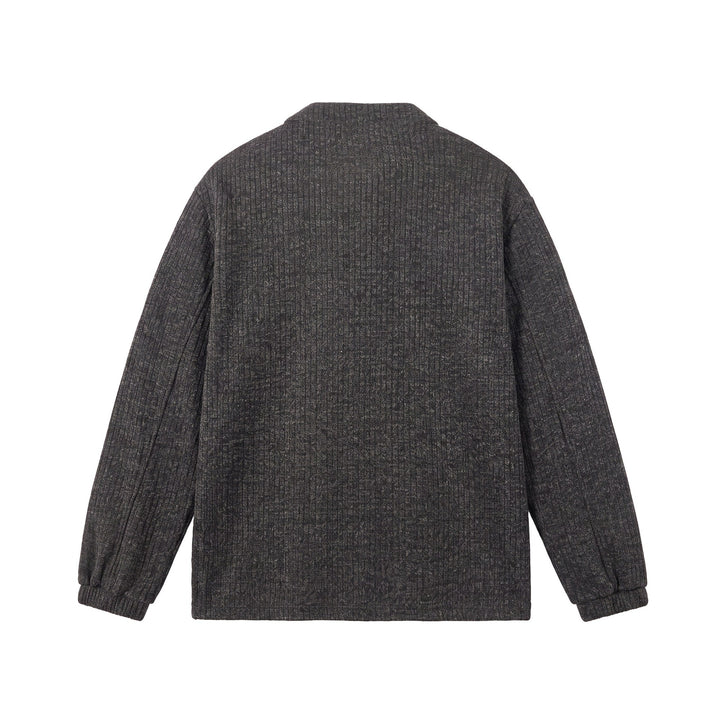 Herren Rippstruktur-Henley-Pullover mit Stehkragen und Knopfleiste Drune