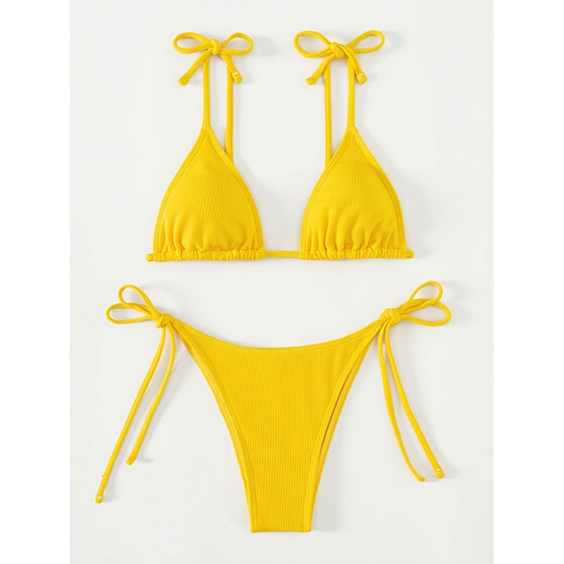 Damen Triangel-Bikini-Set mit Schnürausschnitt und hohem Beinausschnitt Drune