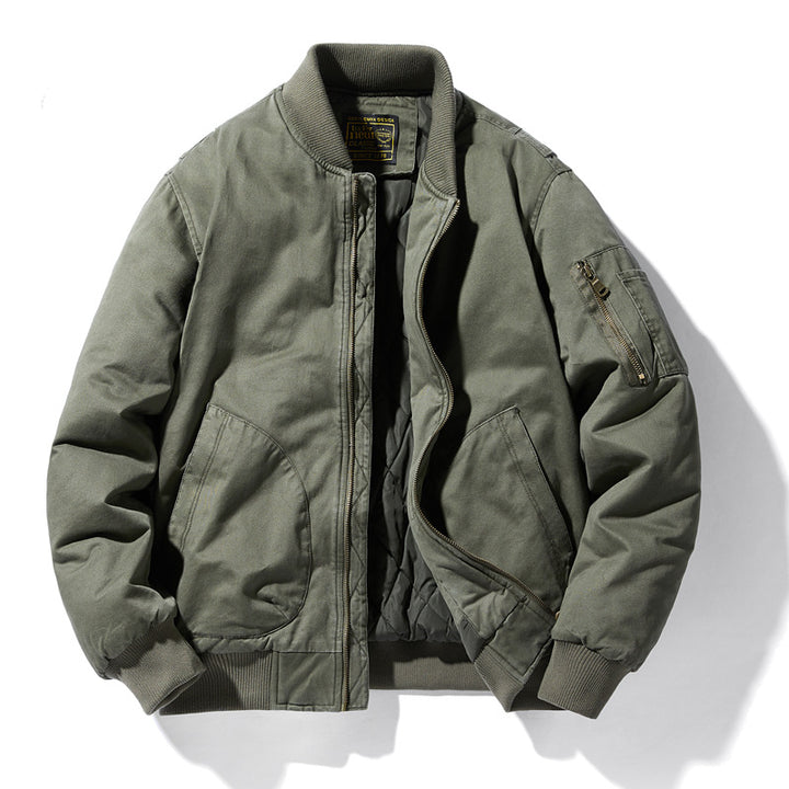 Herren  Baumwoll-Twill gepolsterte Aviator Bomber mit gestepptem Innenfutter und Ärmeltasche mit Reißverschluss Drune