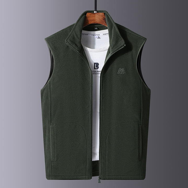 Herren Microfleece-Thermoweste mit windabweisender Front, Stehkragen und verdeckten Seitentaschen Drune
