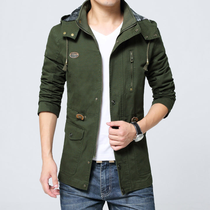 Herren Kapuzen-Parka im Fieldstyle mit Kordelzug und Reißverschluss Drune