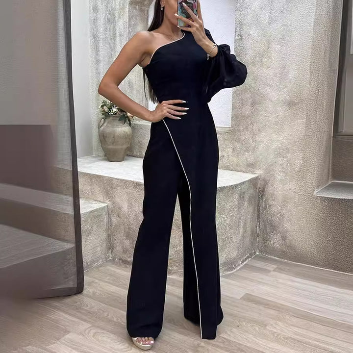 Damen Eleganter Jumpsuit mit asymmetrischem Schnitt und voluminöses Armdetail Drune