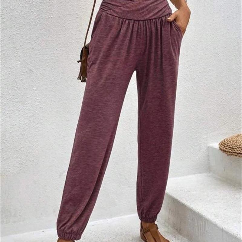 Damen Bequeme Freizeithose mit weit geschnittenem Bund und seitlichen Taschen Drune