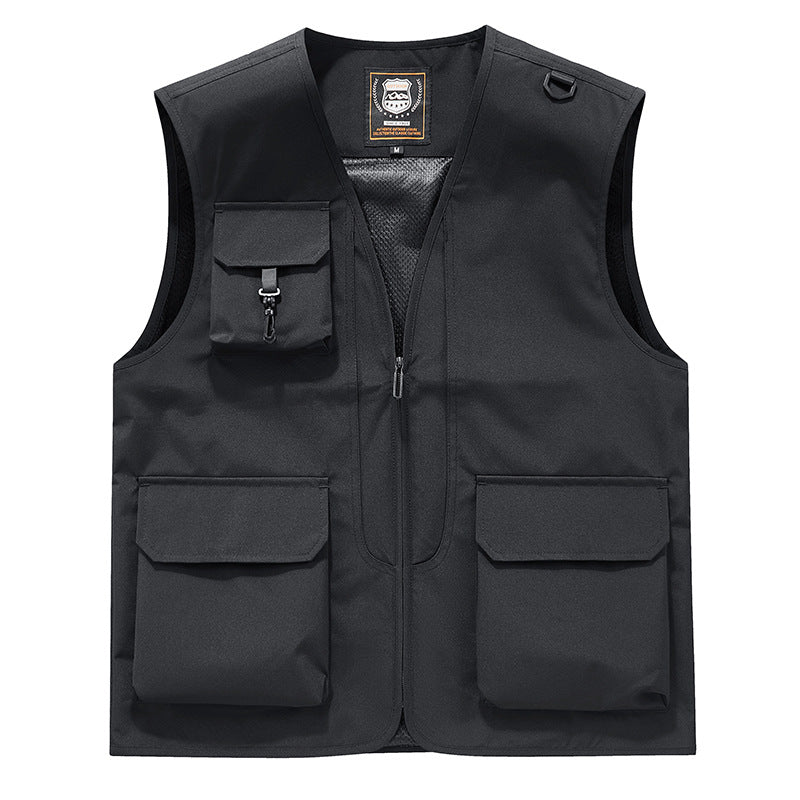 Unisex Multitaschen-Utility-Weste mit Mesh-Innenfutter, D-Ring und robusten Außenfächern Drune