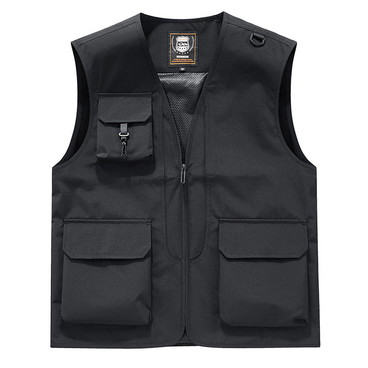 Unisex Multitaschen-Utility-Weste mit Mesh-Innenfutter, D-Ring und robusten Außenfächern Drune