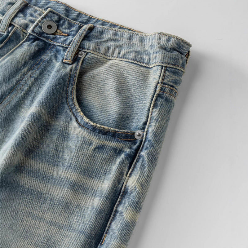 Damen Weitgeschnittene Straight‑Leg Jeans mit hoher Taille und Vintage‑Waschung Drune