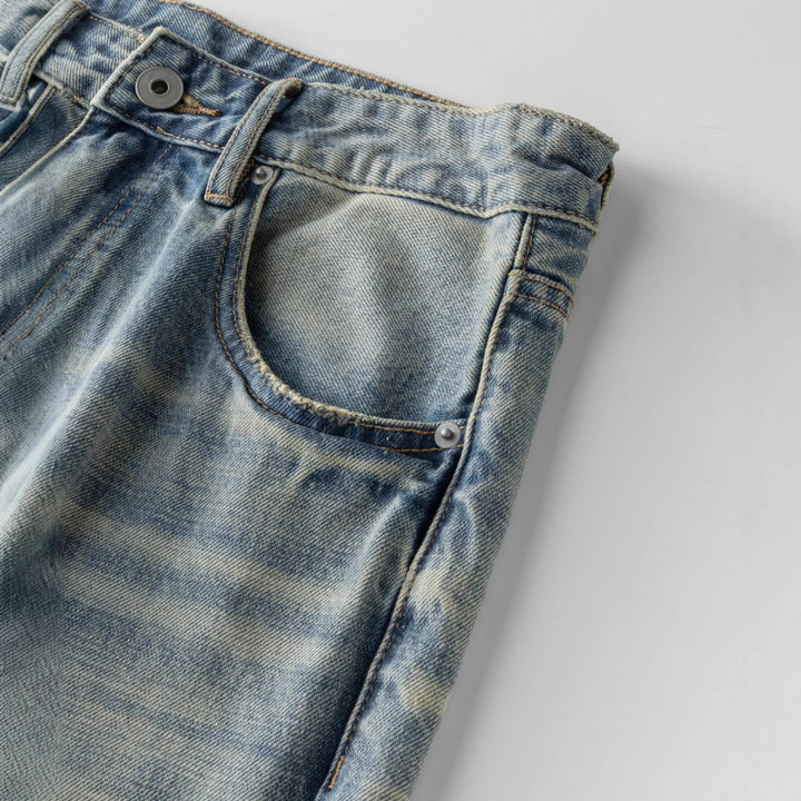 Damen Weitgeschnittene Straight‑Leg Jeans mit hoher Taille und Vintage‑Waschung Drune