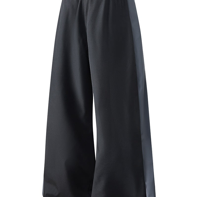 Herren Weite Trackhose mit Satin-Seiteneinsatz, Paspelierter Naht & Tunnelzugbund Drune
