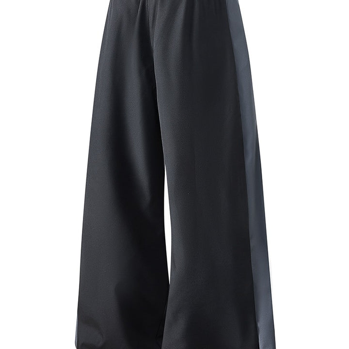 Herren Weite Trackhose mit Satin-Seiteneinsatz, Paspelierter Naht & Tunnelzugbund Drune