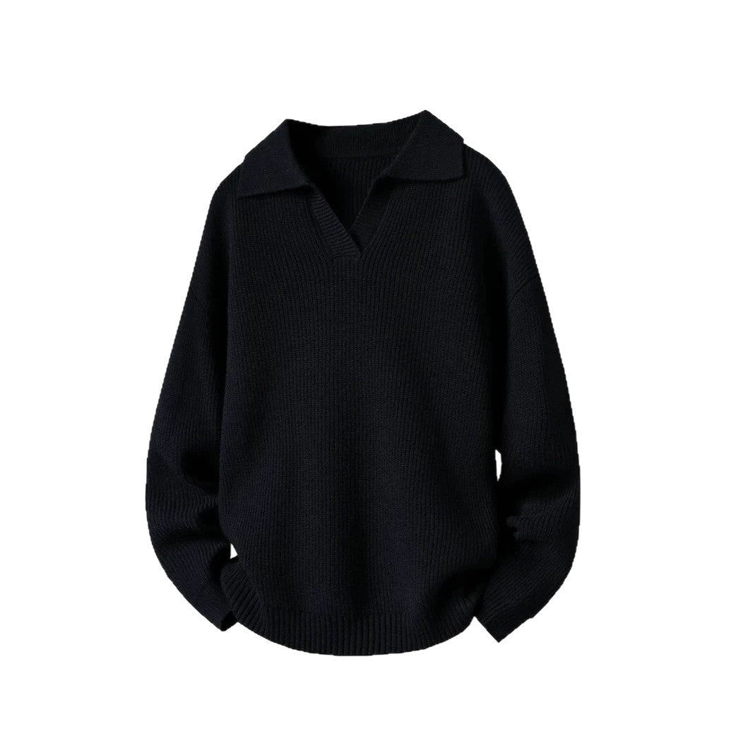 Damen Oversized Pullover mit Kragen Drune