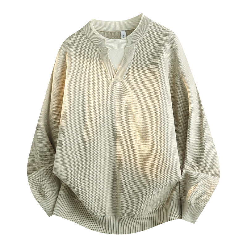 Damen Stylischer Grobstrickpullover mit V-Ausschnitt Drune