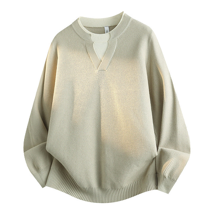 Damen Stylischer Grobstrickpullover mit V-Ausschnitt Drune