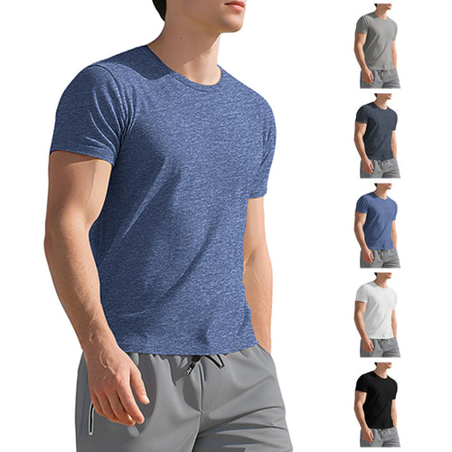 Herren nan meliertes Funktions-T-Shirt mit Rundhalsausschnitt, leichter Baumwollmischung und atmungsaktiver Struktur Drune