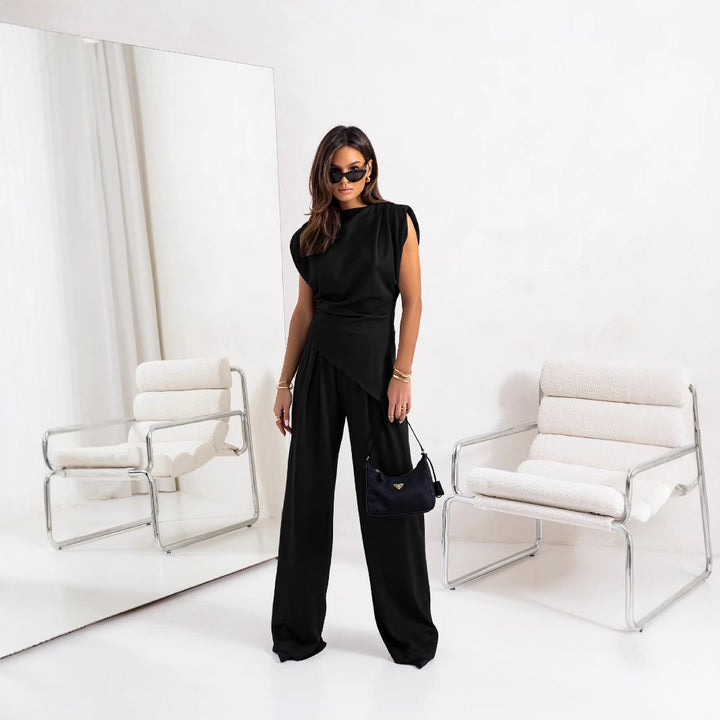 Damen Eleganter Jumpsuit mit asymmetrischem Oberteil Drune