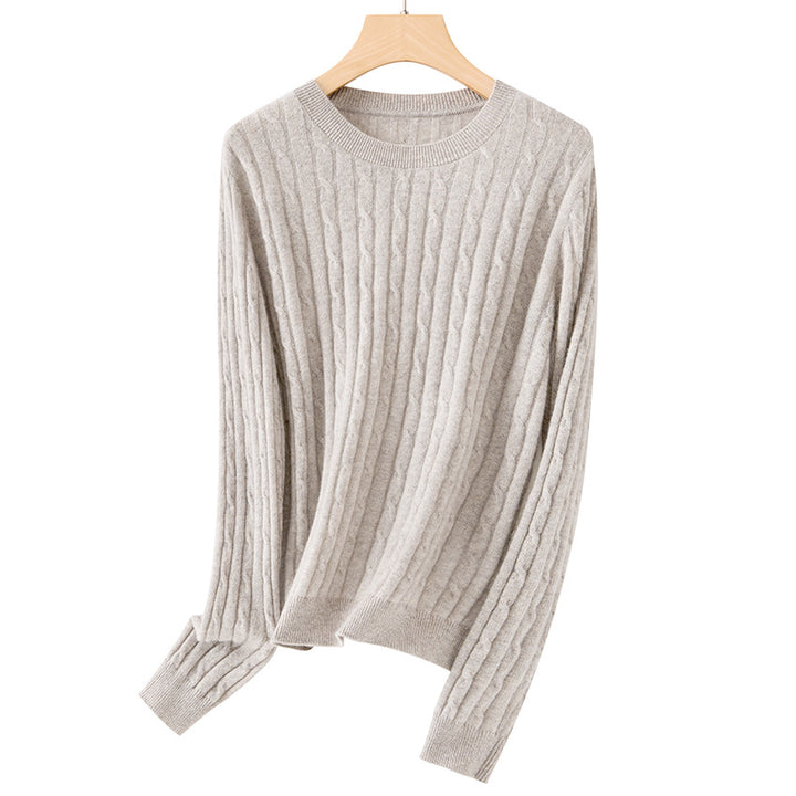 Damen Kuscheliger Zopfstrick-Pullover aus Feinstrick mit Rundhalsausschnitt Drune