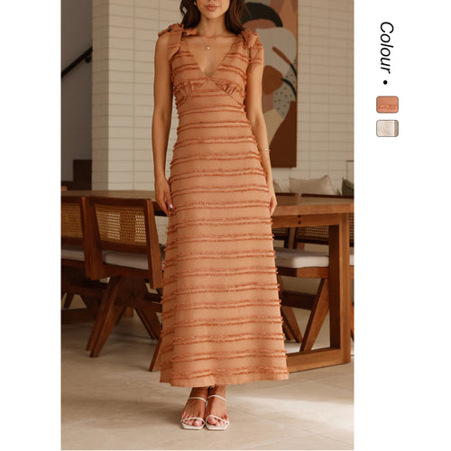 Damen Maxikleid mit elegantem Drapierungsdesign und Rüschenakzenten Drune