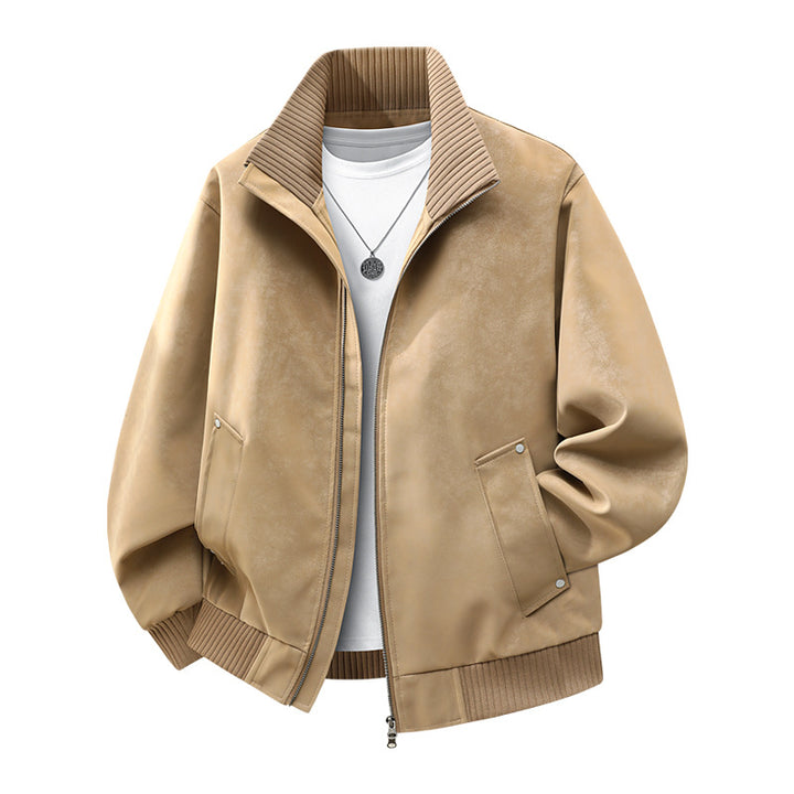 Herren Velours‑Imitat Bomberjacke mit Stehkragen, Thermofutter & Reißverschluss Drune