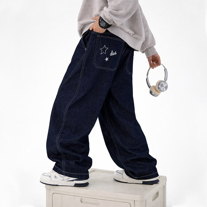Unisex weite Jeans mit einzigartigem Schriftzug Drune