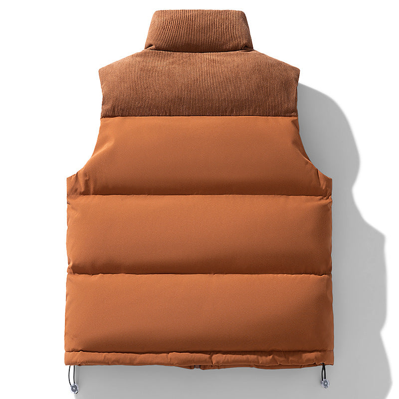 Unisex Gepolsterte Steppweste mit Cordbesatz, hohem Stehkragen und verstellbarem Kordelzug Drune