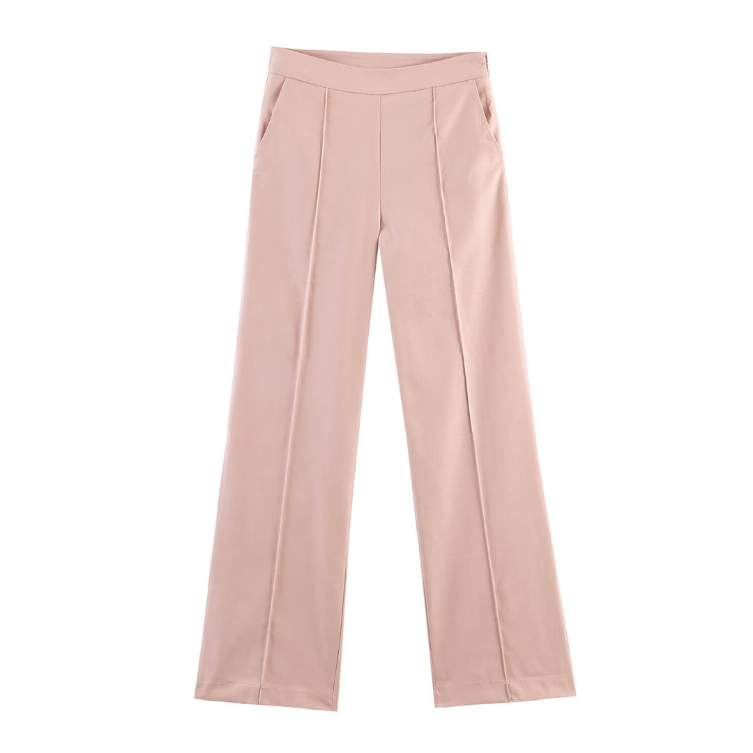 Damen Hochtaillierte Marlene-Hose mit Bügelfalte und seitlichen Eingrifftaschen Drune