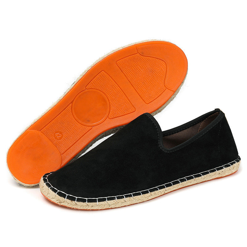 Herren Espadrilles aus Veloursleder mit geflochtener Juteborte und rutschfester Gummilaufsohle Drune