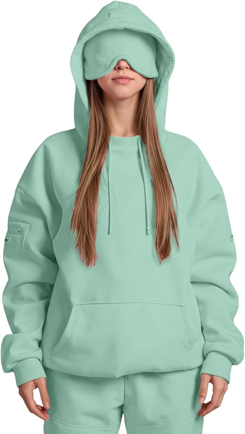 Damen Kapuzenpullover mit integriertem Schlafmasken-Design Drune