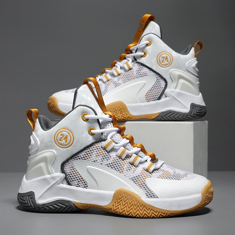 Herren Basketball-High-Top Sneaker mit geometrischem Struktur-Obermaterial und griffiger Herringbone-Sohle Drune