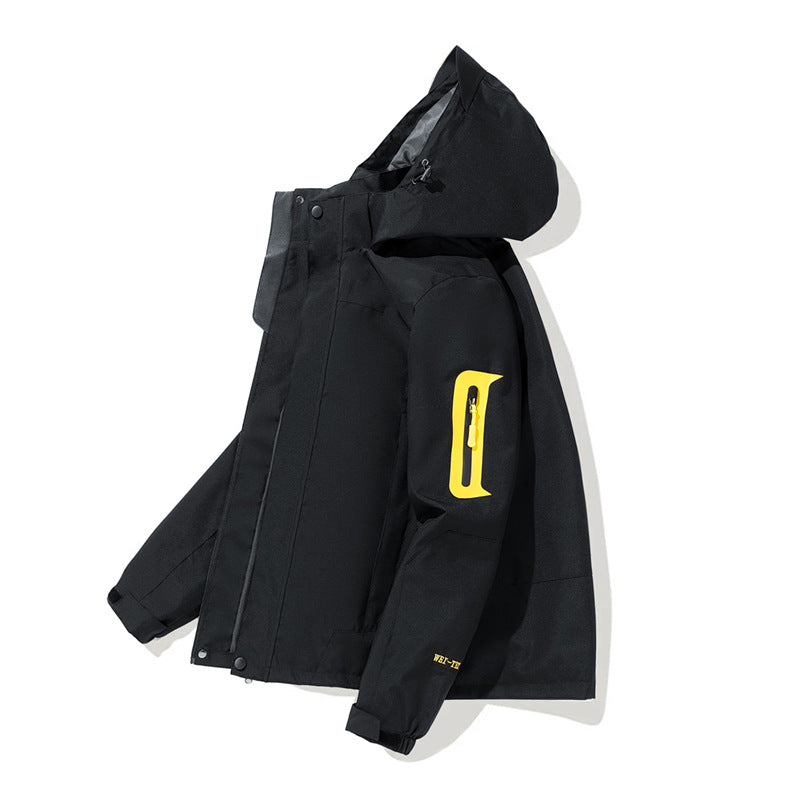 Herren Wasserdichte Softshell-Outdoorjacke mit Kapuze, Ärmel-Reißverschlusstasche und winddichter Membran Drune