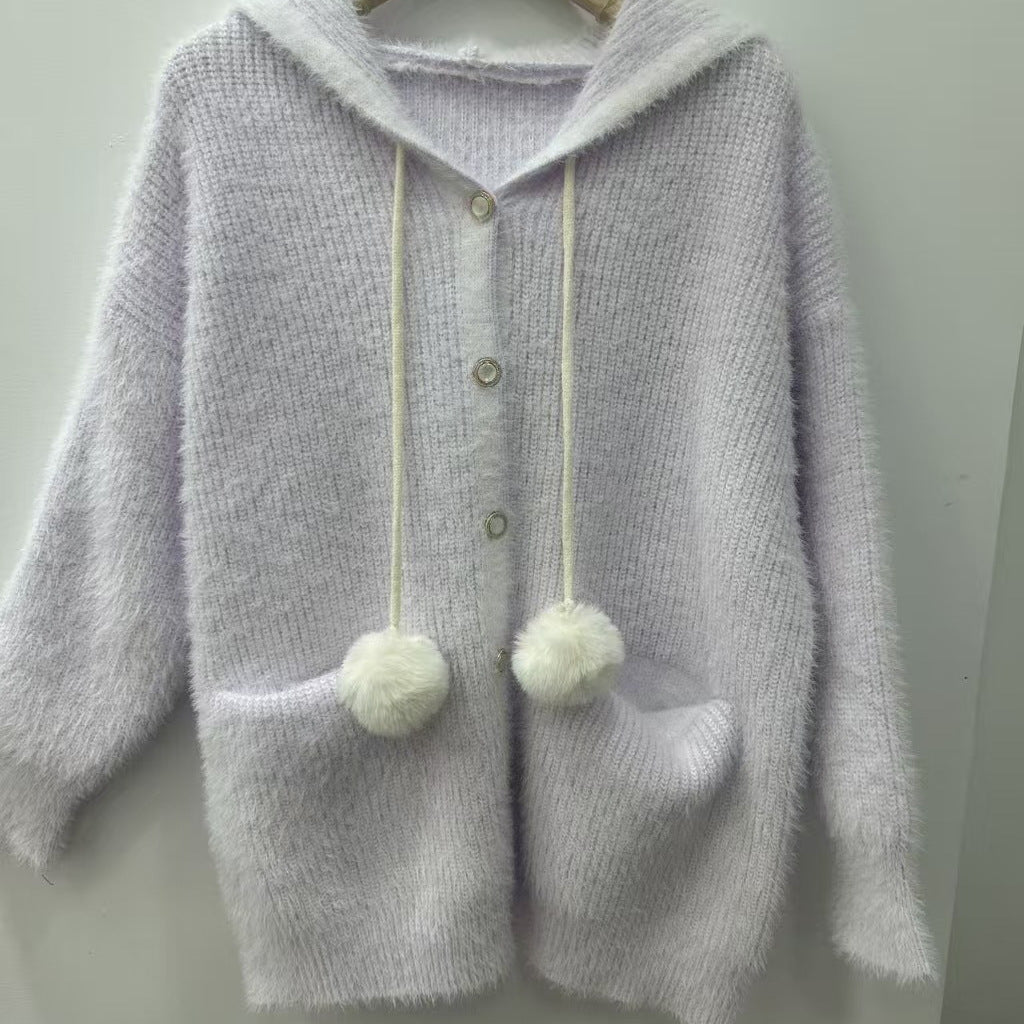 Damen Kuschelige Kapuzenjacke Drune