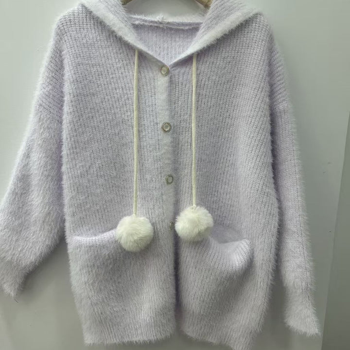 Damen Kuschelige Kapuzenjacke Drune