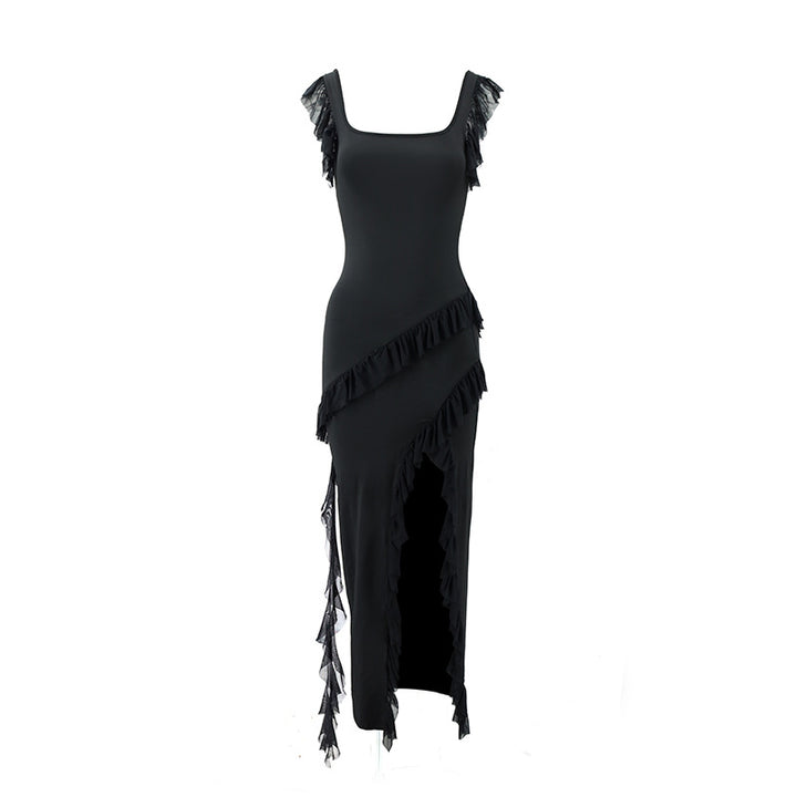 Damen Maxikleid mit originellem Rüschendetail und eleganter Taillierung Drune