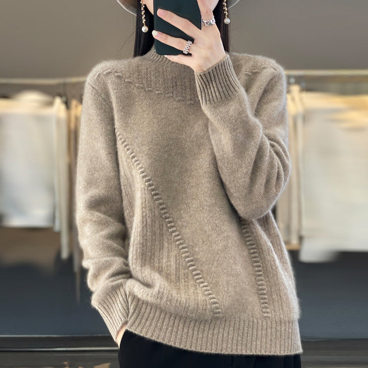 Damen Strickpullover mit strukturiertem Kragen und asymmetrischem Schnitt Drune