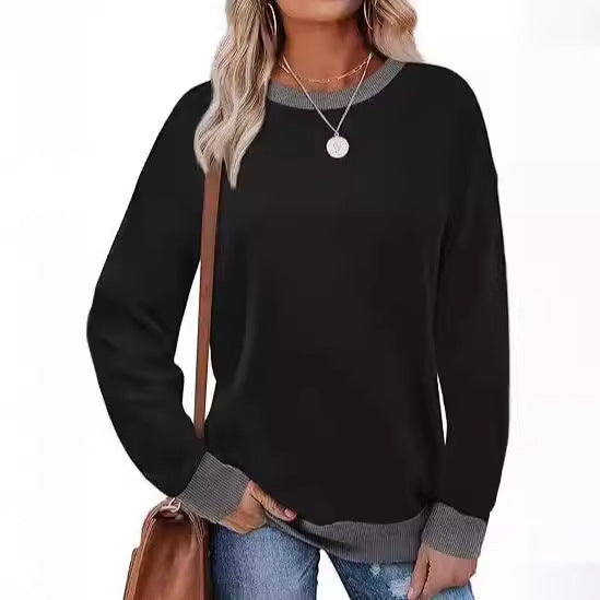 Damen bequemer Sweatshirt mit Raglanärmeln und dekorativem Kragen Drune