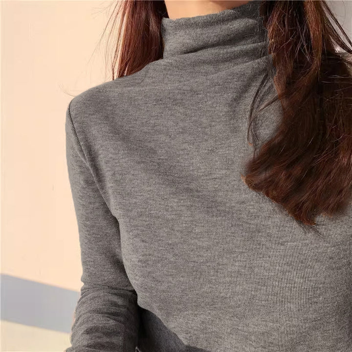 Damen Hochkragen Langarmshirt Drune