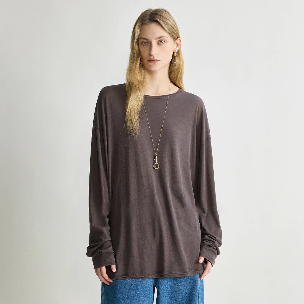 Damen lässiges Langarmshirt aus hochwertigem Baumwollmix Drune