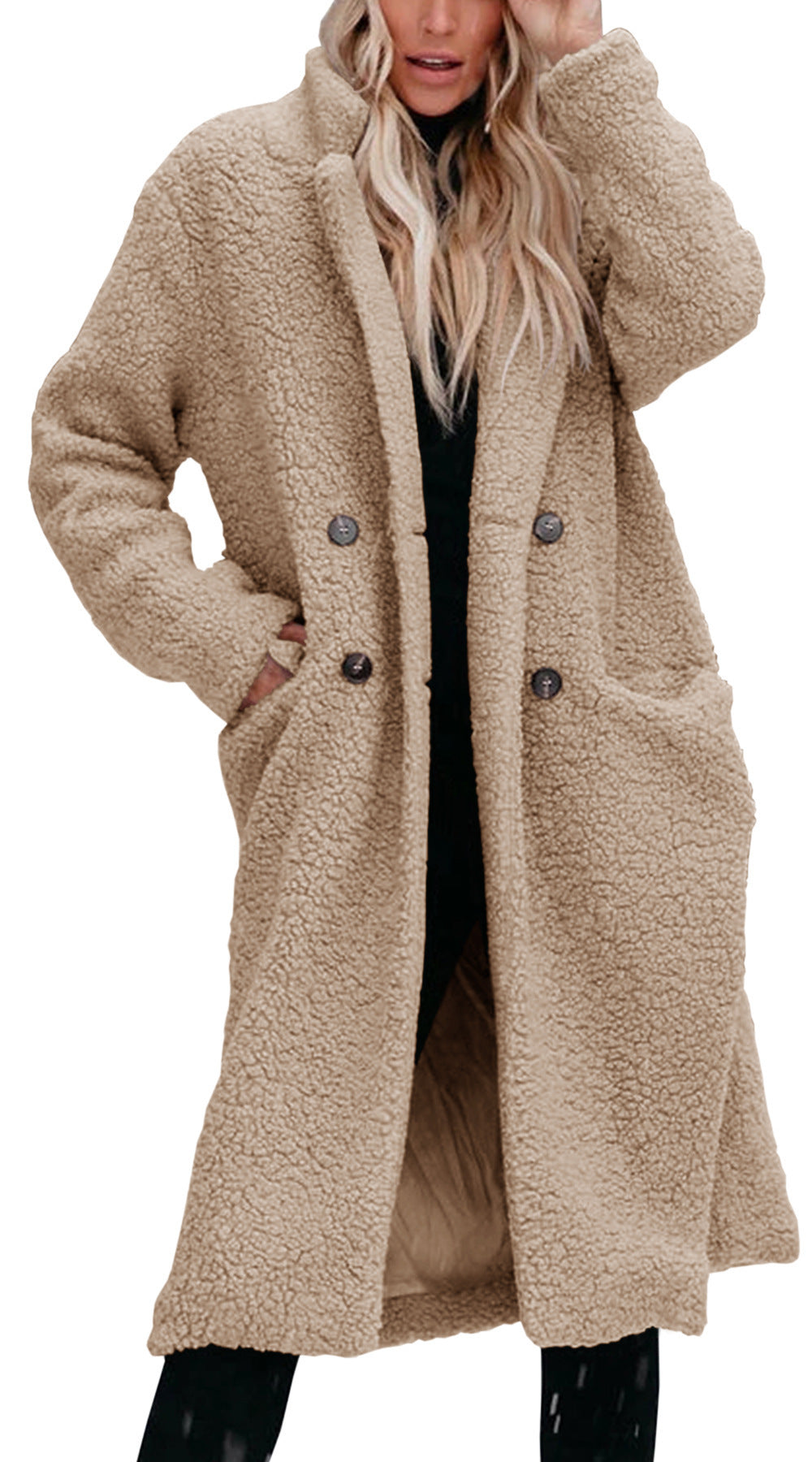 Damen Lange Teddyjacke mit bequemem Schnitt Drune