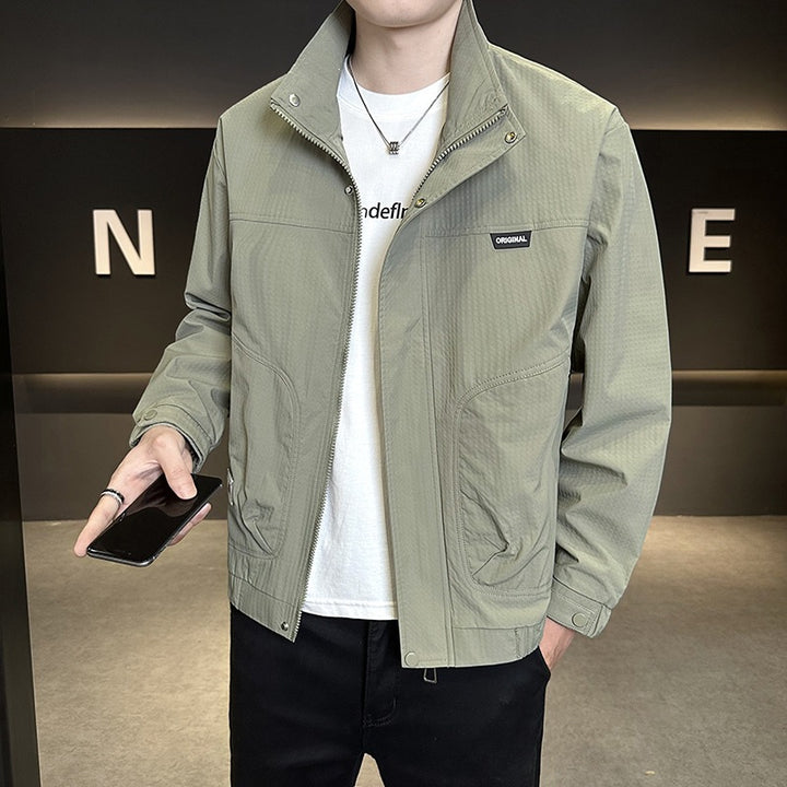 Herren Leichte Winddichte Freizeitjacke mit Stehkragen und Elastischen Bündchen Drune