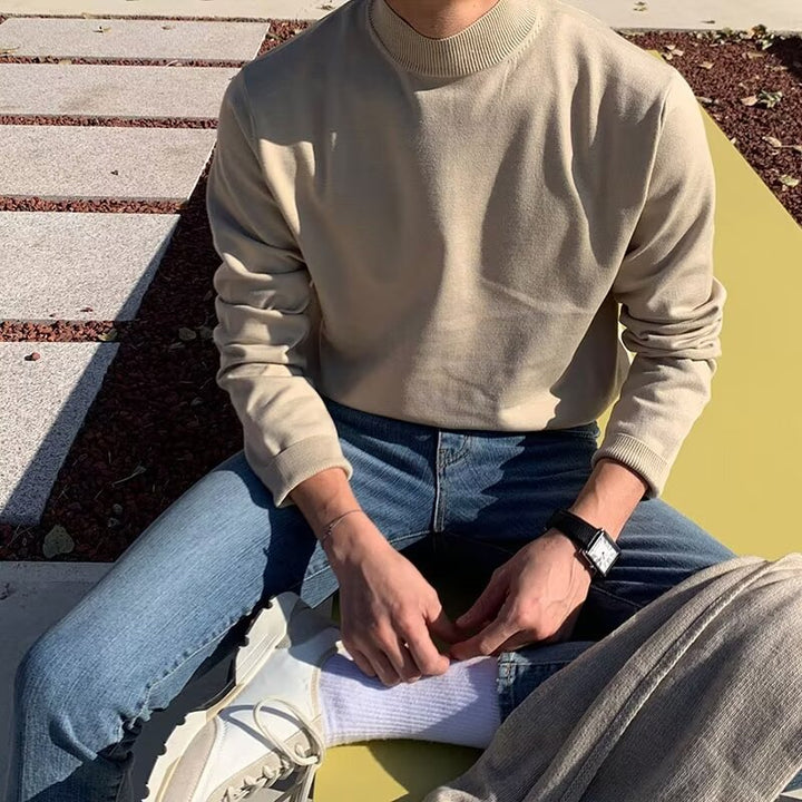 Herren Eleganter Pullover mit Mock-Neck Drune