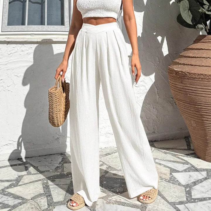 Damen weite Stoffhose mit eleganter Bundfaltenführung Drune