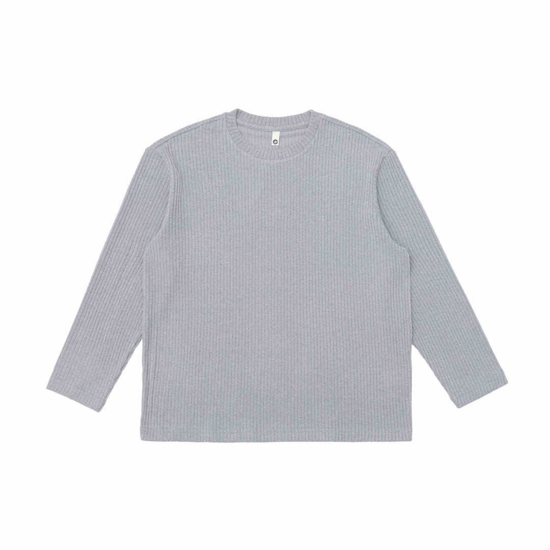 Unisex Gerippter Rundhalspullover aus feinem Strick mit Relaxed‑Fit Drune