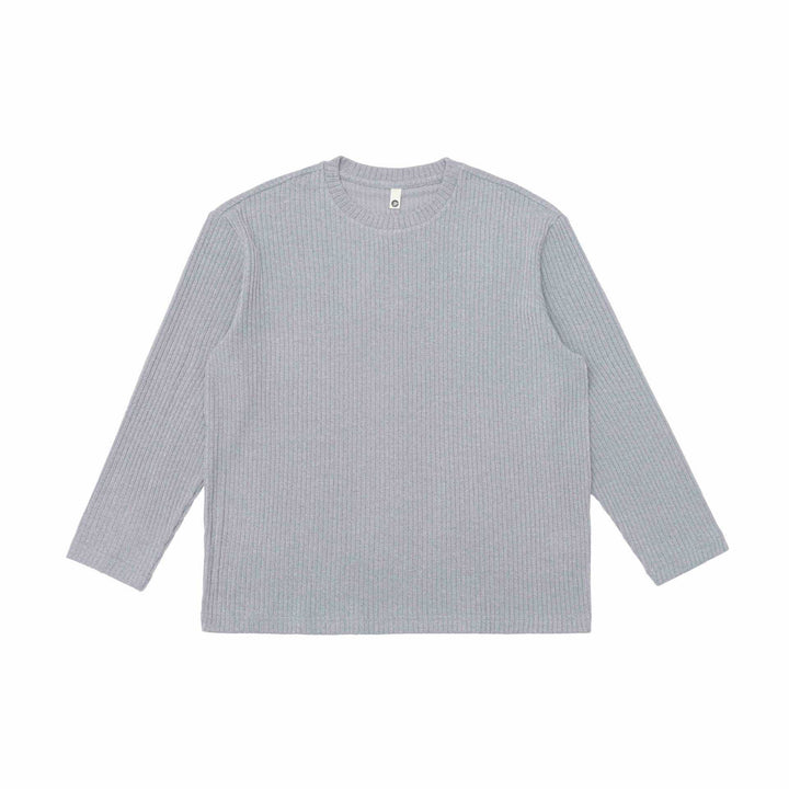 Unisex Gerippter Rundhalspullover aus feinem Strick mit Relaxed‑Fit Drune