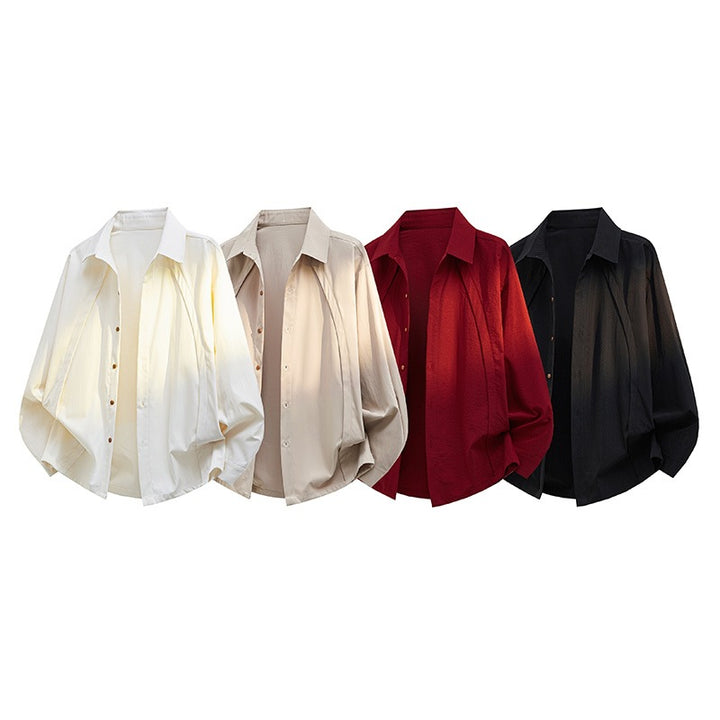 Herren Oversize-Hemdjacke aus leichtem Baumwollmix mit geradem Schnitt & Knopfleiste Drune