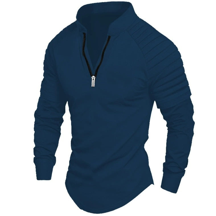 Herren Sportliches Langarmshirt mit Stehkragen und Reißverschluss Drune