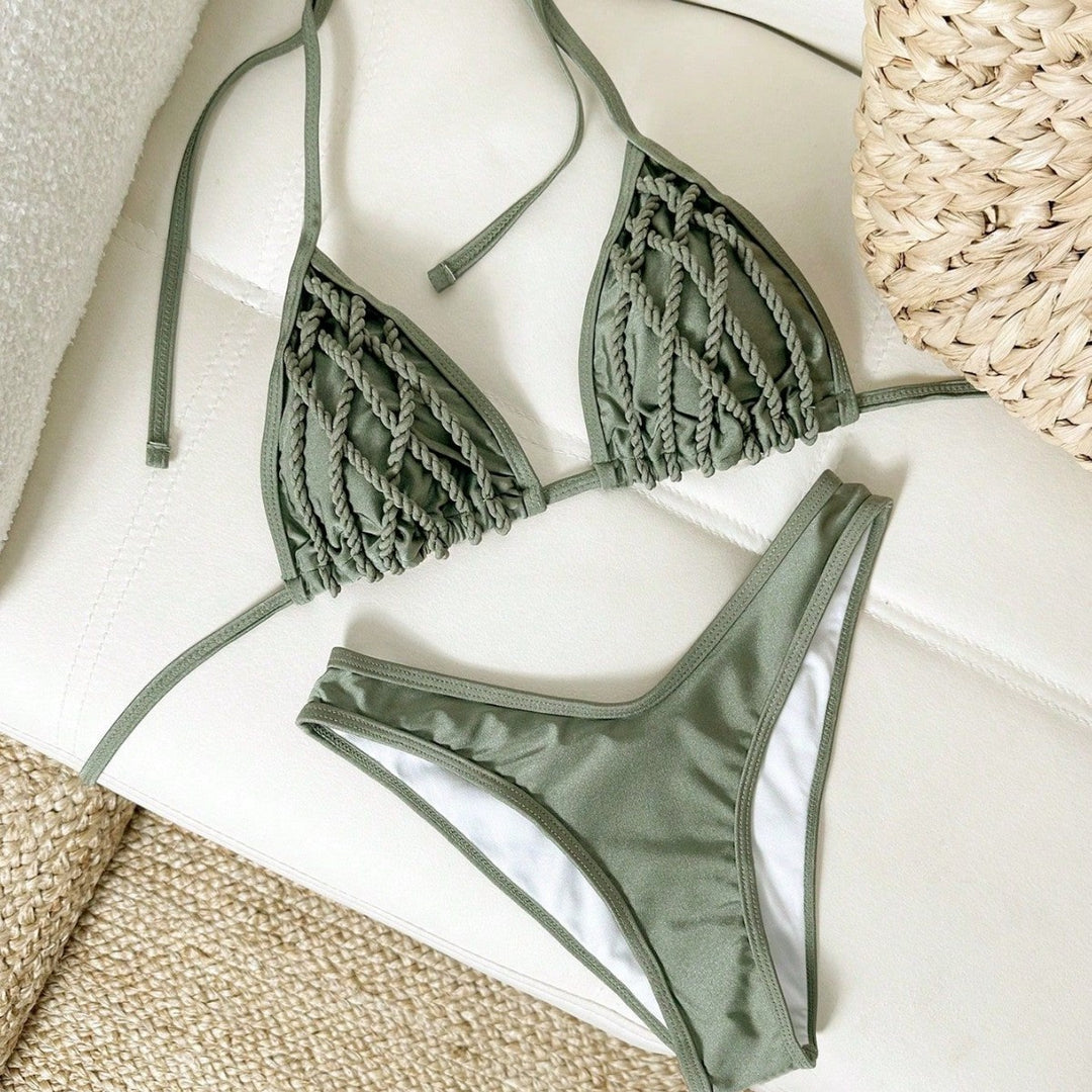 Damen geflochtener Triangel-Bikini Drune