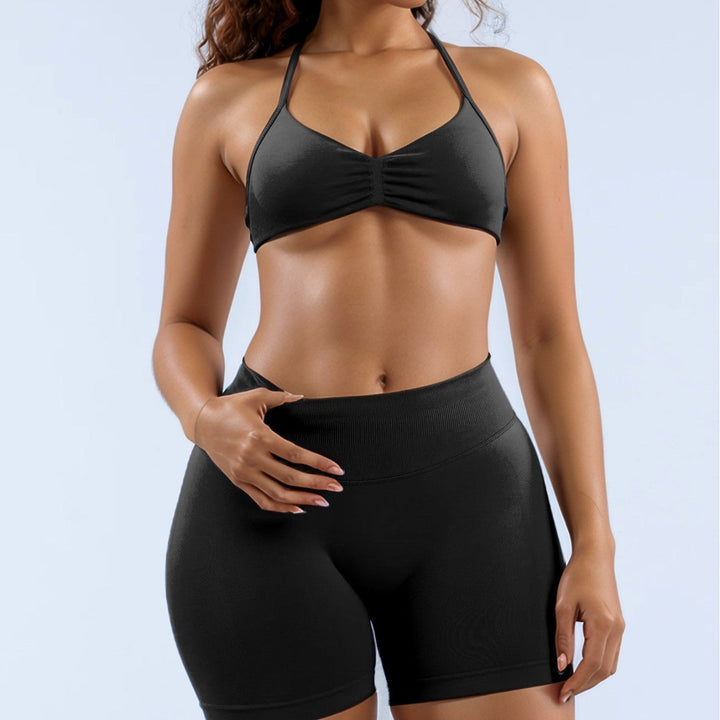 Damen Sport-Bikini-Oberteil mit hoch geschnittenen Shorts und nahtlosem Design Drune