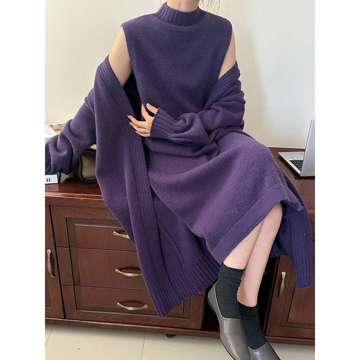Damen modisches Strickkleid mit Kapuze und lässigem Schnitt Drune