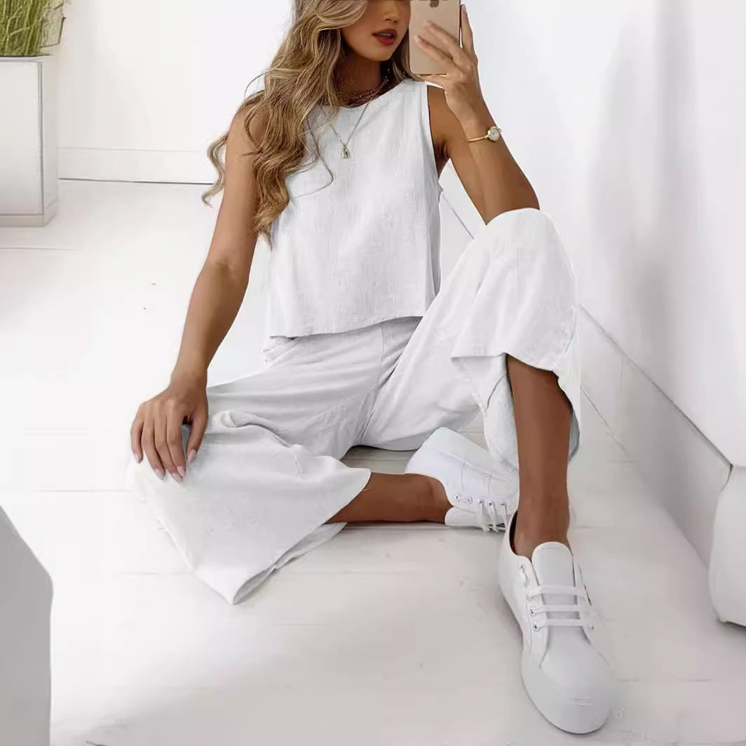 Damen entspanntes Oberteil und weite Hose Set Drune