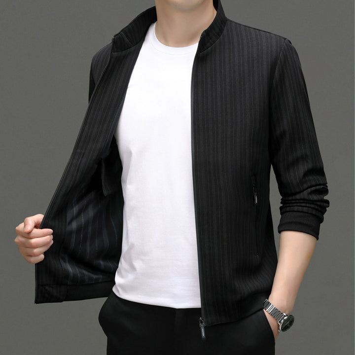 Herren Freizeitjacke mit modernem Stehkragen und funktionalen Reißverschlusstaschen Drune