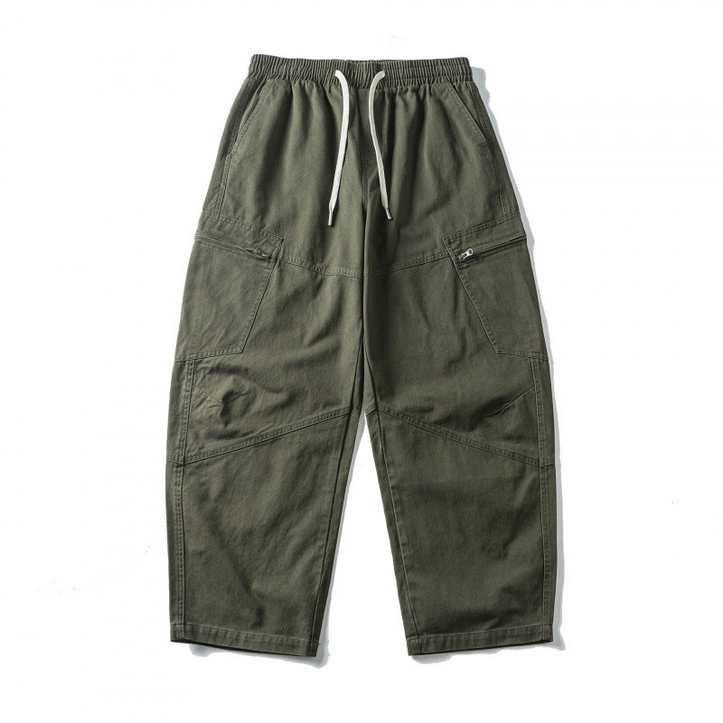 Unisex Weitgeschnittene Cargo-Hose mit elastischem Bund, Kordelzug und Utility-Taschen Drune