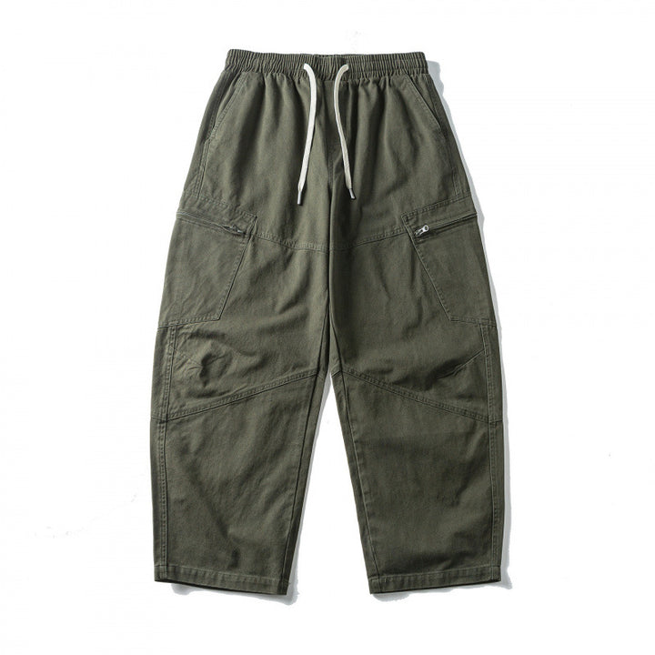 Unisex Weitgeschnittene Cargo-Hose mit elastischem Bund, Kordelzug und Utility-Taschen Drune